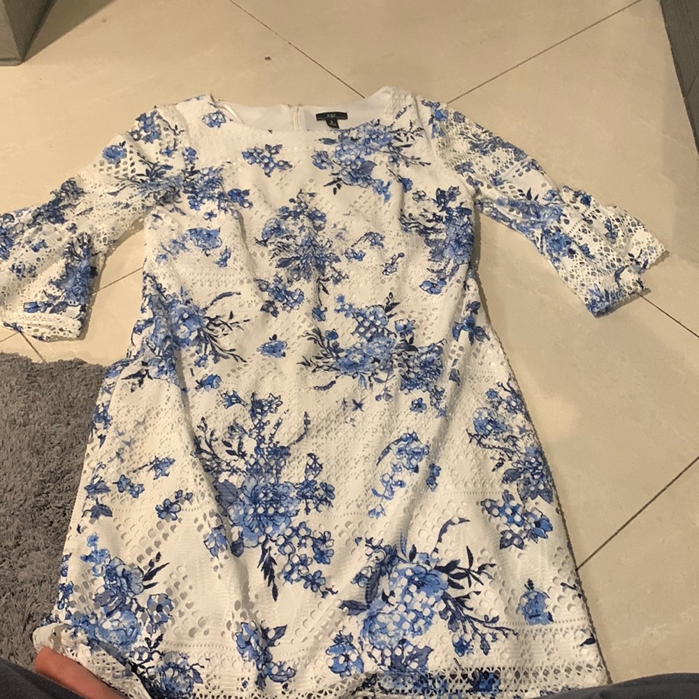 White blue flowered dress